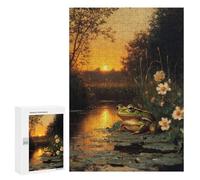 Jigsaw Puzzle 300 PCS for Adults Frog at Sunset Adult Jigsaw Brain Teaser Game Birthday Present Help The Brain Exercise 300 PCS