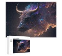 Jigsaw Puzzle 300 PCS for Adults Galactic Bull Cosmic Artwork -1 Jigsaw Puzzle Family Game Difficult Hard Deal As Gifts for The Whole Family 300 PCS