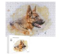 Jigsaw Puzzle 300 PCS for Adults German Shepherd Watercolor Puzzles for Adults Relaxing Games Presents for Women for Birthday, Chrismas 300 PCS