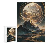 Jigsaw Puzzle 300 PCS for Adults Golden Crystal Planet Jigsaw for Adults Hands-on Game Wall Decoration Help The Brain Exercise 300 PCS