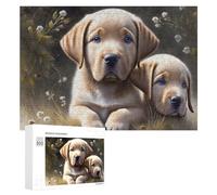 Jigsaw Puzzle 300 PCS for Adults Golden Puppies in Garden Jigsaw Puzzle Family Game Difficult Hard Deal As Gifts for The Whole Family 300 PCS