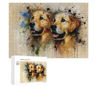 Jigsaw Puzzle 300 PCS for Adults Golden Retrievers Abstract Art Jigsaw Puzzle Family Game Difficult Hard Deal As Gifts for The Whole Family 300 PCS