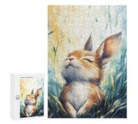 Jigsaw Puzzle 300 PCS for Adults Happy Bunny in Grass Puzzle for Adults Toy Wall Decor Perfect Decoration Stress Reduction Gifts 300 PCS