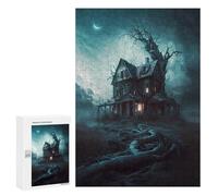 Jigsaw Puzzle 300 PCS for Adults Haunting Moonlit Mansion Jigsaw Puzzle Family Game Difficult Hard Deal As Gifts for The Whole Family 300 PCS
