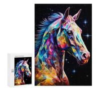 Jigsaw Puzzle 300 PCS for Adults Horse in Geometric Pattern Adult Jigsaw Brain Teaser Game Birthday Present Help The Brain Exercise 300 PCS