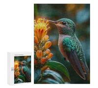 Jigsaw Puzzle 300 PCS for Adults Hummingbird on Flower Adult Jigsaw Puzzle Relaxing Games Precision Cutting Deal As Gifts for The Whole Family 300 PCS