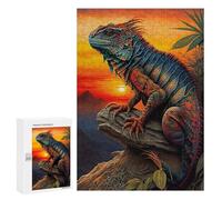 Jigsaw Puzzle 300 PCS for Adults Iguana in Sunset Puzzle for Adults Toy Wall Decor Perfect Decoration Stress Reduction Gifts 300 PCS