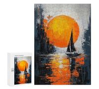 Jigsaw Puzzle 300 PCS for Adults Impression Sunrise Contemporary Reimagining in Expressionist Style Adult Jigsaw Puzzle Relaxing Games Precision Cutting Deal As Gifts for The Whole Family 300 PCS