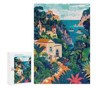 Jigsaw Puzzle 300 PCS for Adults Italy Capri Minimalist Illustration Jigsaw for Adults Toy Wall Decor Home Decoration for Birthday, Chrismas 300 PCS