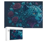 Jigsaw Puzzle 300 PCS for Adults Leopard And Roses A Vibrant Fusion Jigsaw Puzzle Family Game Difficult Hard Deal As Gifts for The Whole Family 300 PCS