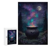 Jigsaw Puzzle 300 PCS for Adults Magical Cauldron Under The Moonlight Jigsaws for Adults DIY Toys But Fun And Humorous for Birthday, Chrismas 300 PCS