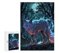 Jigsaw Puzzle 300 PCS for Adults Moonlight Spirit Fox Adult Jigsaw Puzzle Relaxing Games Precision Cutting Deal As Gifts for The Whole Family 300 PCS