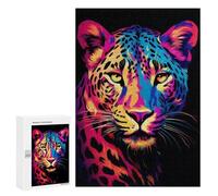 Jigsaw Puzzle 300 PCS for Adults Neon Jaguar Jigsaw for Adults Hands-on Game Wall Decoration Help The Brain Exercise 300 PCS