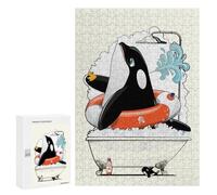 Jigsaw Puzzle 300 PCS for Adults Orca Killer Whale in Bath Adult Jigsaw Puzzle Relaxing Games Precision Cutting Deal As Gifts for The Whole Family 300 PCS