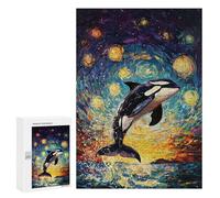 Jigsaw Puzzle 300 PCS for Adults Orca Under Starry Sky Puzzle for Adults Toy Wall Decor Perfect Decoration Stress Reduction Gifts 300 PCS