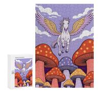 Jigsaw Puzzle 300 PCS for Adults Pegasus Flying Over Mushroom Forest Jigsaws for Adults DIY Toys But Fun And Humorous for Birthday, Chrismas 300 PCS