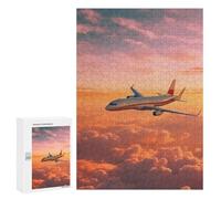 Jigsaw Puzzle 300 PCS for Adults Plane Sunset Jigsaw for Adults Hands-on Game Wall Decoration Help The Brain Exercise 300 PCS