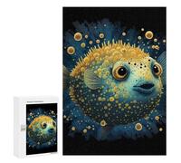 Jigsaw Puzzle 300 PCS for Adults Pufferfish Fish Animal Adult Jigsaw Puzzle Relaxing Games Precision Cutting Deal As Gifts for The Whole Family 300 PCS