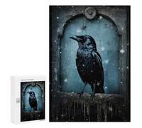 Jigsaw Puzzle 300 PCS for Adults Raven Sitting On Tombstone Jigsaw for Adults Hands-on Game Wall Decoration Help The Brain Exercise 300 PCS