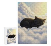 Jigsaw Puzzle 300 PCS for Adults Sleeping Kitten on Clouds Adult Jigsaw Puzzle Relaxing Games Precision Cutting Deal As Gifts for The Whole Family 300 PCS