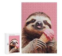 Jigsaw Puzzle 300 PCS for Adults Sloth Eating Ice Cream Jigsaw for Adults Hands-on Game Wall Decoration Help The Brain Exercise 300 PCS