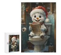 Jigsaw Puzzle 300 PCS for Adults Snowman Reading on Toilet Adult Jigsaw Brain Teaser Game Birthday Present Help The Brain Exercise 300 PCS