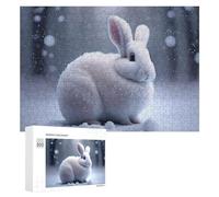Jigsaw Puzzle 300 PCS for Adults Snowy Winter Bunny Scene Jigsaw Puzzle Family Game Difficult Hard Deal As Gifts for The Whole Family 300 PCS