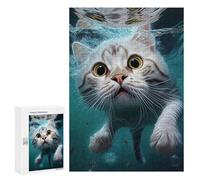 Jigsaw Puzzle 300 PCS for Adults Surprise! Cat Underwater! Jigsaw for Adults Toy Wall Decor Home Decoration for Birthday, Chrismas 300 PCS