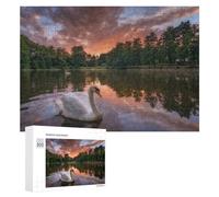 Jigsaw Puzzle 300 PCS for Adults Swan Lake Sunset Reflections Jigsaw Puzzle Family Game Difficult Hard Deal As Gifts for The Whole Family 300 PCS