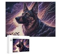 Jigsaw Puzzle 300 PCS for Adults Thunderstorm German Shepherd -2 Puzzles for Adults Relaxing Games Presents for Women for Birthday, Chrismas 300 PCS