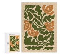 Jigsaw Puzzle 300 PCS for Adults Vibrant Orange Floral Illustration - Modern Botanical Wall Art Print Puzzle for Adults Toy Wall Decor Perfect Decoration Stress Reduction Gifts 300 PCS