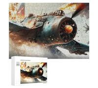 Jigsaw Puzzle 300 PCS for Adults Warplane Explosion in Action Jigsaw Puzzle Family Game Difficult Hard Deal As Gifts for The Whole Family 300 PCS