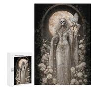 Jigsaw Puzzle 300 PCS for Adults White Santa Muerte with Owl And Roses Puzzle for Adults Toy Wall Decor Perfect Decoration Stress Reduction Gifts 300 PCS