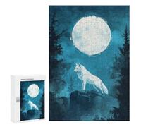Jigsaw Puzzle 300 PCS for Adults White Wolf Under Full Moon Jigsaw for Adults Hands-on Game Wall Decoration Help The Brain Exercise 300 PCS