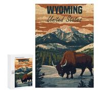 Jigsaw Puzzle 300 PCS for Adults Wyoming Bison Landscape Puzzle for Adults Toy Wall Decor Perfect Decoration Stress Reduction Gifts 300 PCS