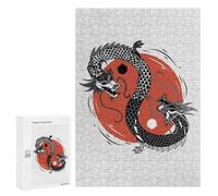 Jigsaw Puzzle 300 PCS for Adults Yin Yang Dragons Jigsaw for Adults Hands-on Game Wall Decoration Help The Brain Exercise 300 PCS