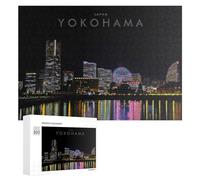 Jigsaw Puzzle 300 PCS for Adults Yokohama Nights City Lights Reflecting on Water Jigsaw Puzzle Family Game Difficult Hard Deal As Gifts for The Whole Family 300 PCS