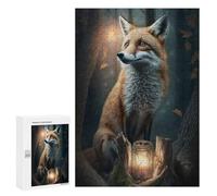 Jigsaw Puzzle 300 PCS for Teenagers Enchanted Forest Fox Lantern Adult Jigsaw Puzzles Improve Memory Difficult And Challenge Christmas Birthday Gifts 300 PCS