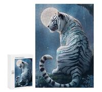 Jigsaw Puzzle 300 PCS for Teenagers Enchanted White Tiger Moonlit Forest Adult Jigsaw Puzzles Improve Memory Difficult And Challenge Christmas Birthday Gifts 300 PCS