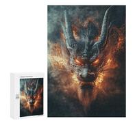 Jigsaw Puzzle 300 PCS for Teenagers Fiery Demon Head Statue Adult Jigsaw Puzzles Improve Memory Difficult And Challenge Christmas Birthday Gifts 300 PCS