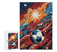 Jigsaw Puzzle 300 PCS for Teenagers Fire Soccer Ball Artwork -1 Jigsaws for Adults Puzzle Improve Memory Educational Challenge Unique Birthday And Gifts 300 PCS