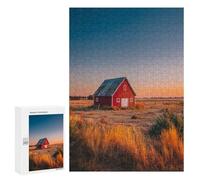 Jigsaw Puzzle 300 PCS for Teenagers Rustic Red Barn Sunset Jigsaws for Adults Puzzle Improve Memory Educational Challenge Unique Birthday And Gifts 300 PCS