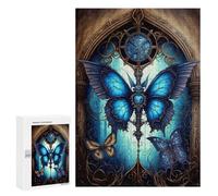 Jigsaw Puzzle 300 PCS for Teenagers Steampunk Butterfly Window Art Adult Jigsaw Puzzles Improve Memory Difficult And Challenge Christmas Birthday Gifts 300 PCS