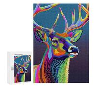 Jigsaw Puzzle 300 PCS for Teenagerss Colorful Deer Animals Puzzles for Adults Family Game Home Decoration for Birthday, Chrismas 300 PCS