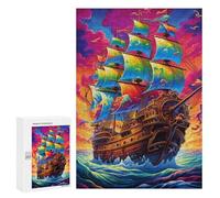 Jigsaw Puzzle 300 PCS for Teenagerss Colorful Sailing Ship Jigsaws for Adults Family Games Hand Speed Race for Birthday, Chrismas 300 PCS