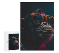 Jigsaw Puzzle 300 PCS for Teenagerss Cool Monkey And Sunglasses Puzzle for Adults Relaxing Games Perfect Decoration Deal As Gifts for The Whole Family 300 PCS