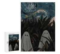 Jigsaw Puzzle 300 PCS for Teenagerss Ghosts in A Field, Starry Night Puzzles for Adults Family Game Home Decoration for Birthday, Chrismas 300 PCS