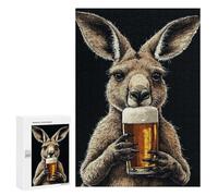 Jigsaw Puzzle 300 PCS for Teenagerss Kangaroo with Beer Puzzles for Adults Family Game Home Decoration for Birthday, Chrismas 300 PCS