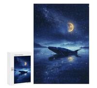 Jigsaw Puzzle 300 PCS for Teenagerss Lonely Whale In Moonlight Puzzles for Adults Family Game Home Decoration for Birthday, Chrismas 300 PCS