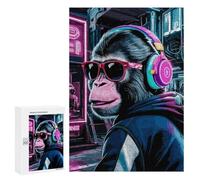 Jigsaw Puzzle 300 PCS for Teenagerss Monkey Animals Neon Puzzle for Adults Relaxing Games Perfect Decoration Deal As Gifts for The Whole Family 300 PCS